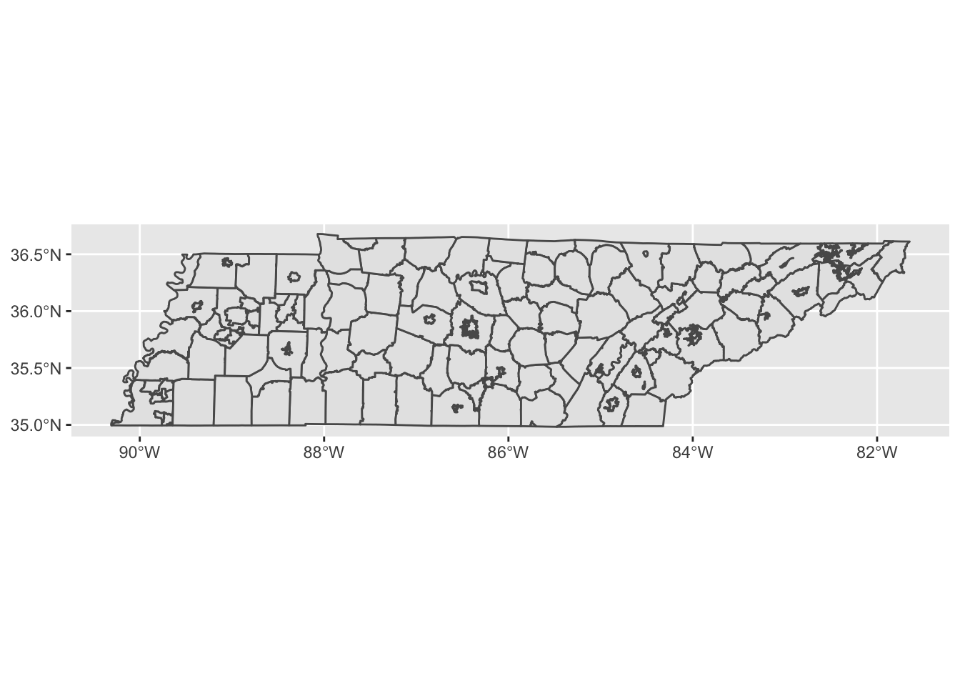 Blank map of Tennessee school districts.
