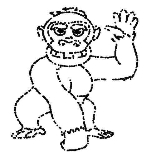 ggplot2 image of pixel cartoon gorilla