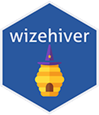 Wizehiver hex of a hive wearing a wizard hat on a blue blackground